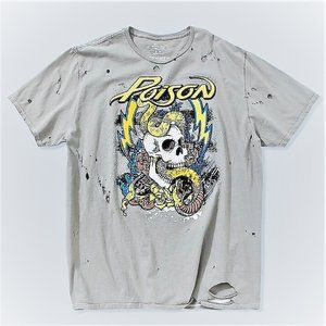 Poison Colored Tattoo Cuts Logo metal rock Official T-Shirt S/M fits XL NWT